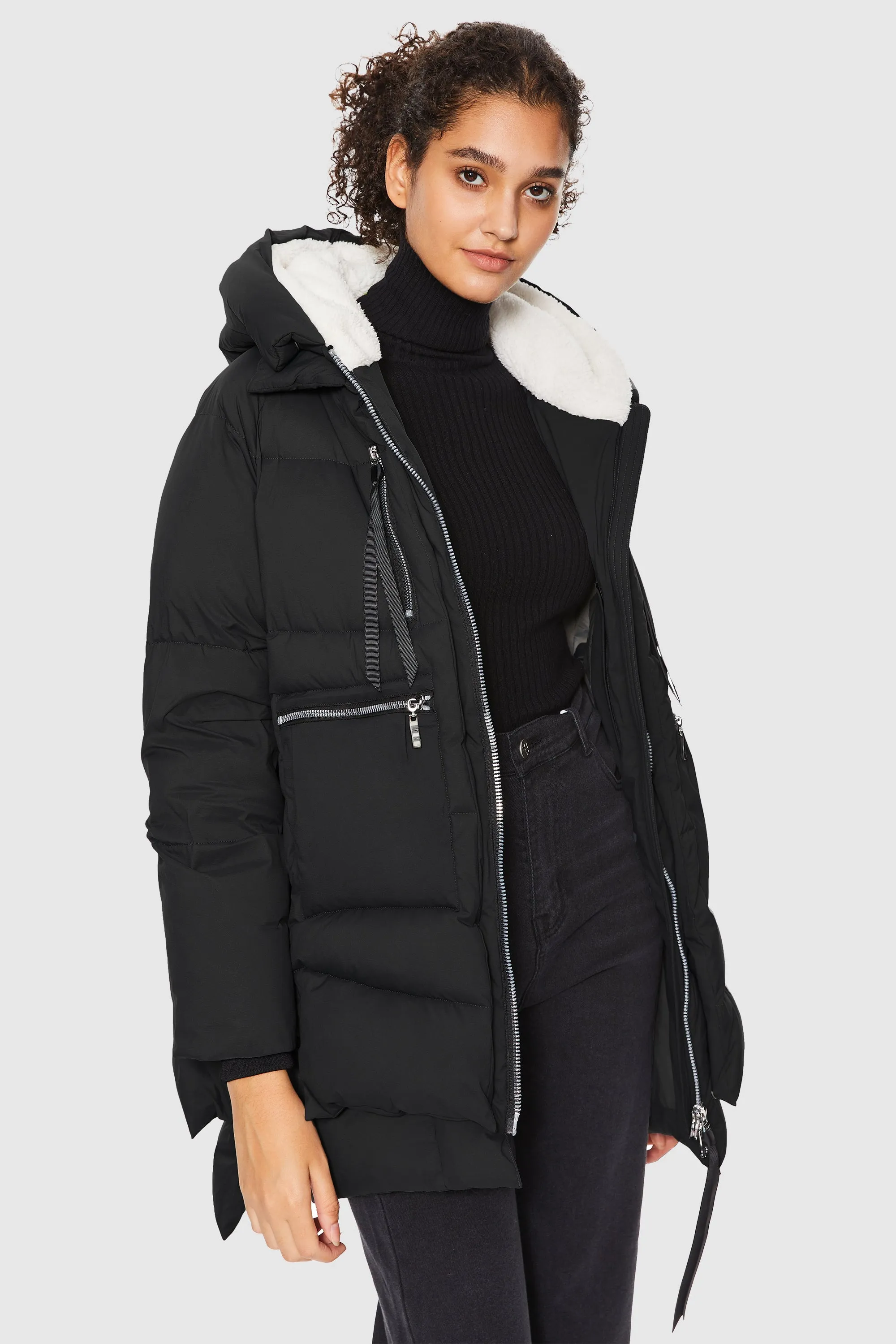 092 Thickened Hooded Puffer Jacket