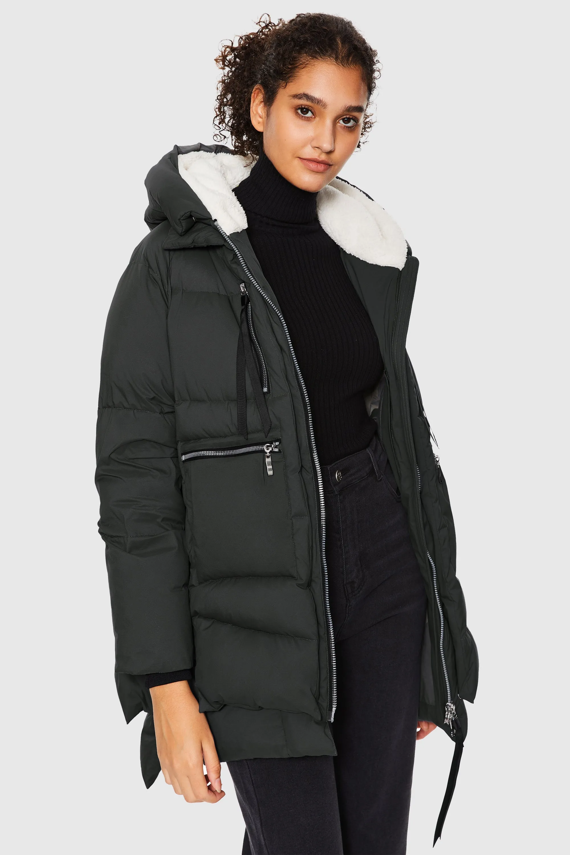 092 Thickened Hooded Puffer Jacket