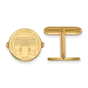 14k Yellow Gold Georgia Southern University Crest Disc Cuff Links