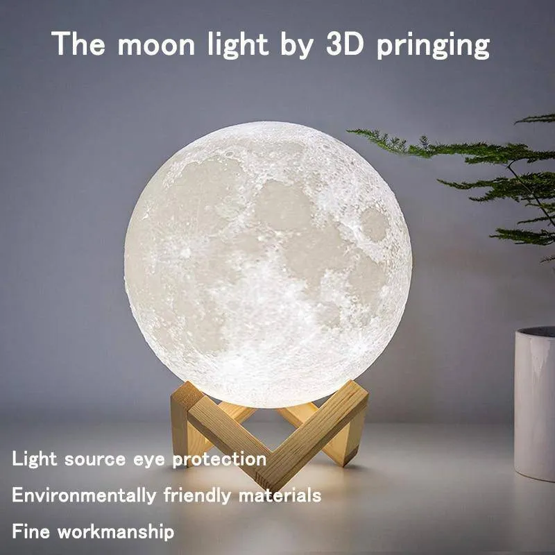 3D Print Galaxy Moon Lamp Night Light USB Rechargeable Home Decor Globe