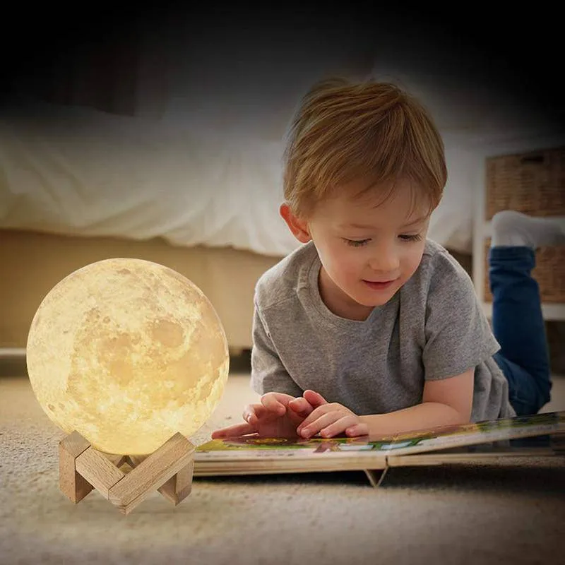 3D Print Galaxy Moon Lamp Night Light USB Rechargeable Home Decor Globe