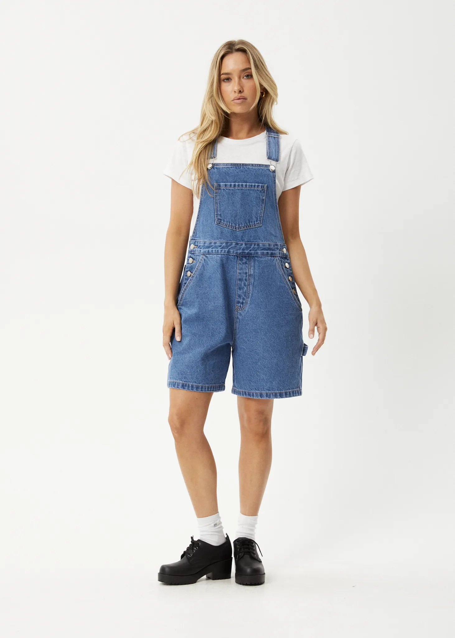 AFENDS Womens Lil Louis - Denim Overall - Worn Blue