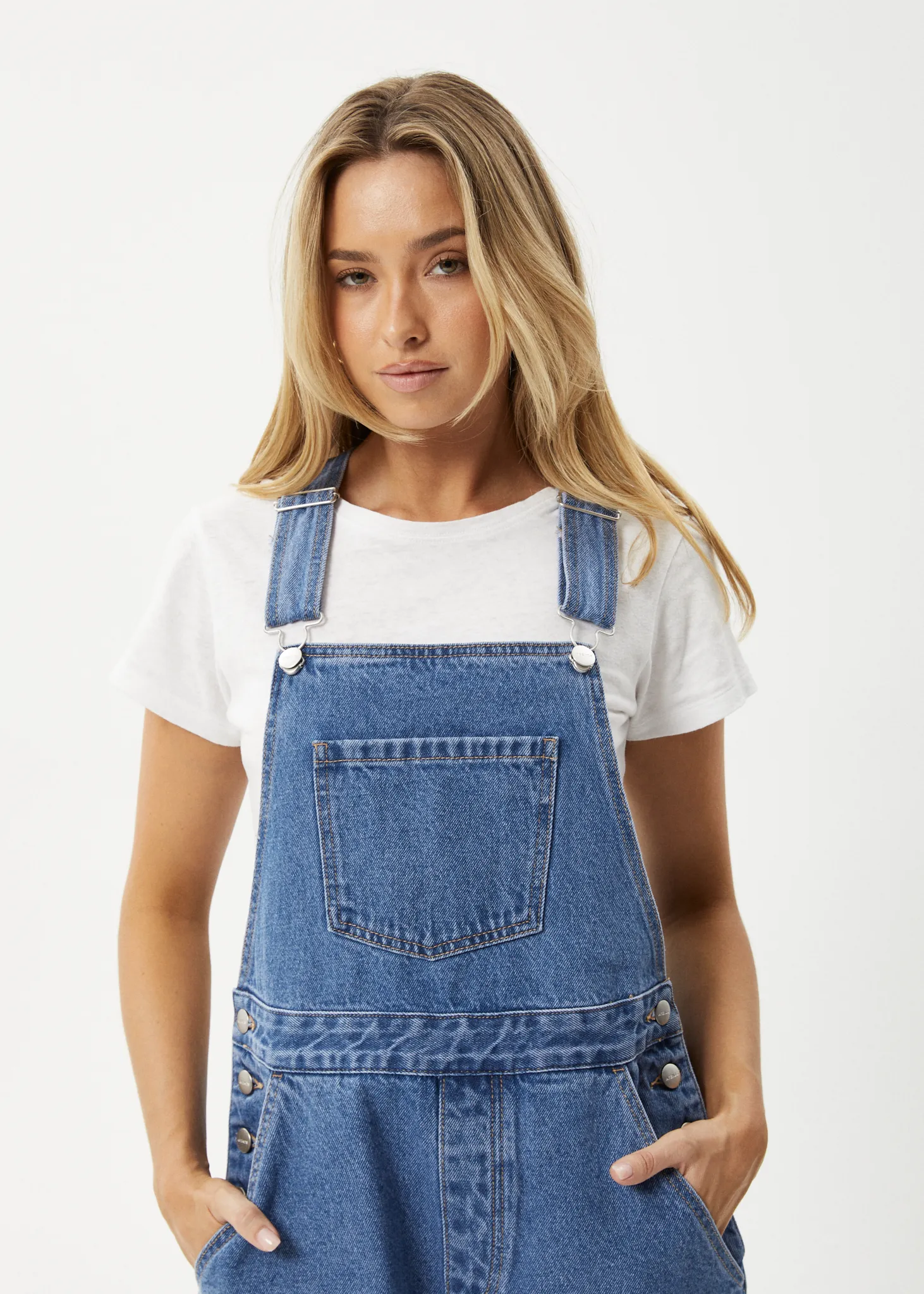 AFENDS Womens Lil Louis - Denim Overall - Worn Blue