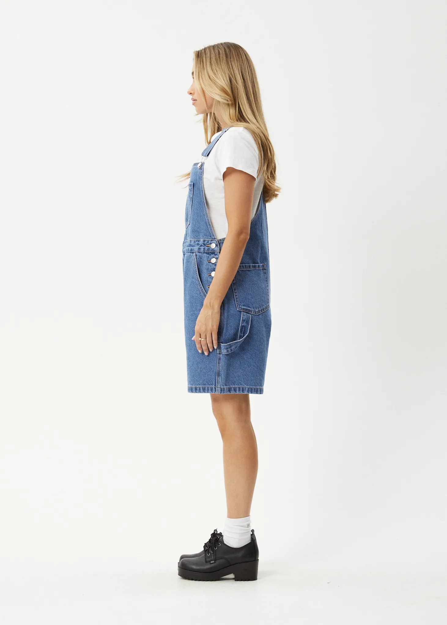 AFENDS Womens Lil Louis - Denim Overall - Worn Blue