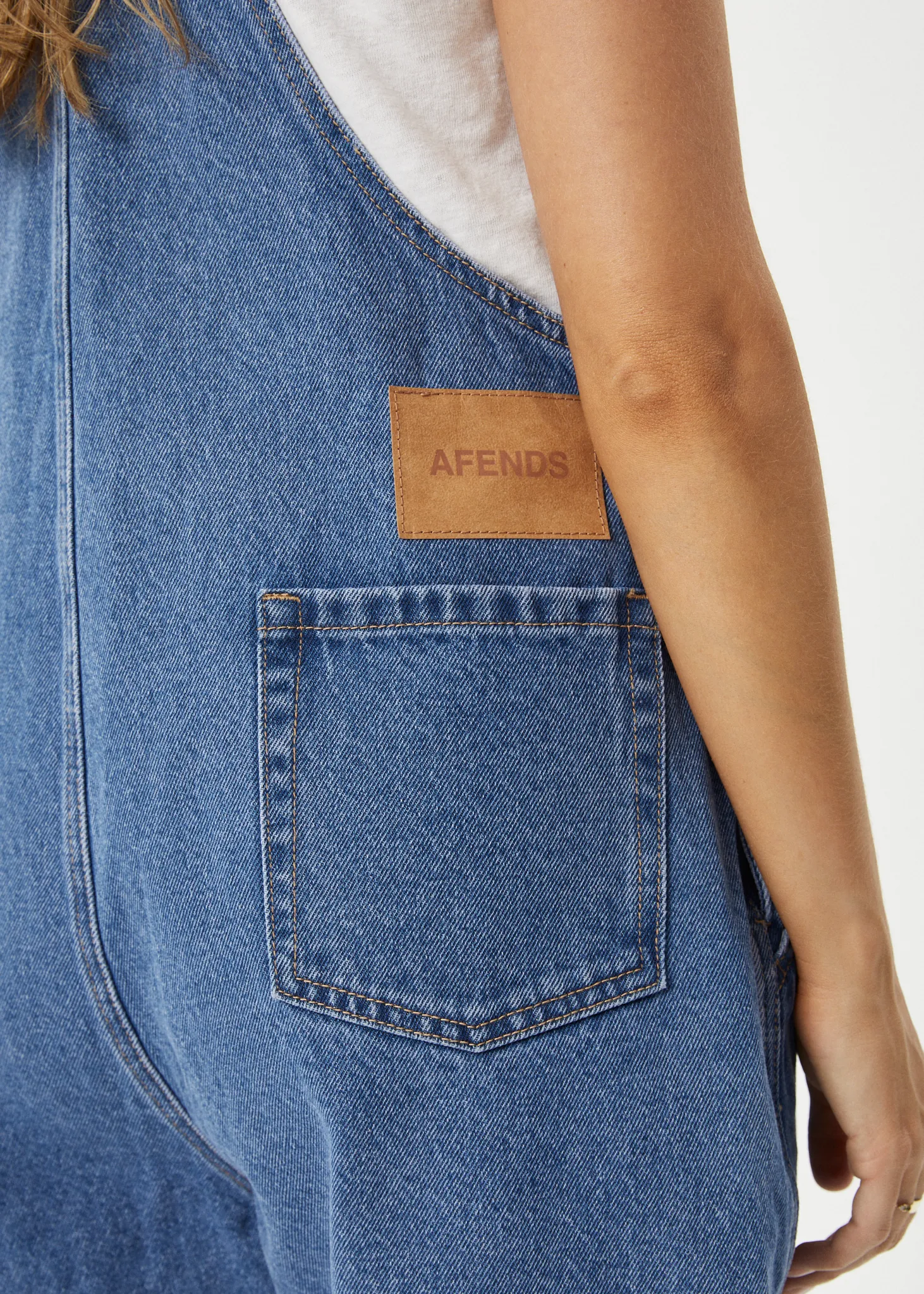 AFENDS Womens Lil Louis - Denim Overall - Worn Blue