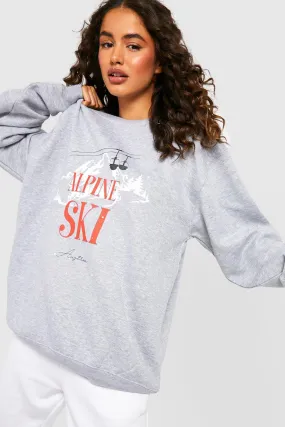 Alpine Ski Slogan Printed Sweater