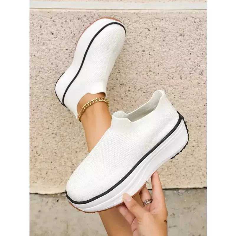 Ashore Shop Spring and Autumn 2023 Women's Vulcanized Platform Shoes Comfortable Walking Casual Shoes