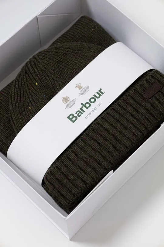 Barbour beanie and scarf Carlton Fleck Beanie & Scarf Gift Set green color MGS0047