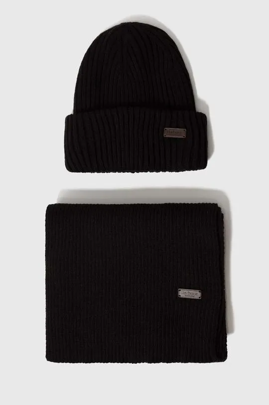 Barbour set Crimdon Beanie & Scarf Gift Set black color MGS0019