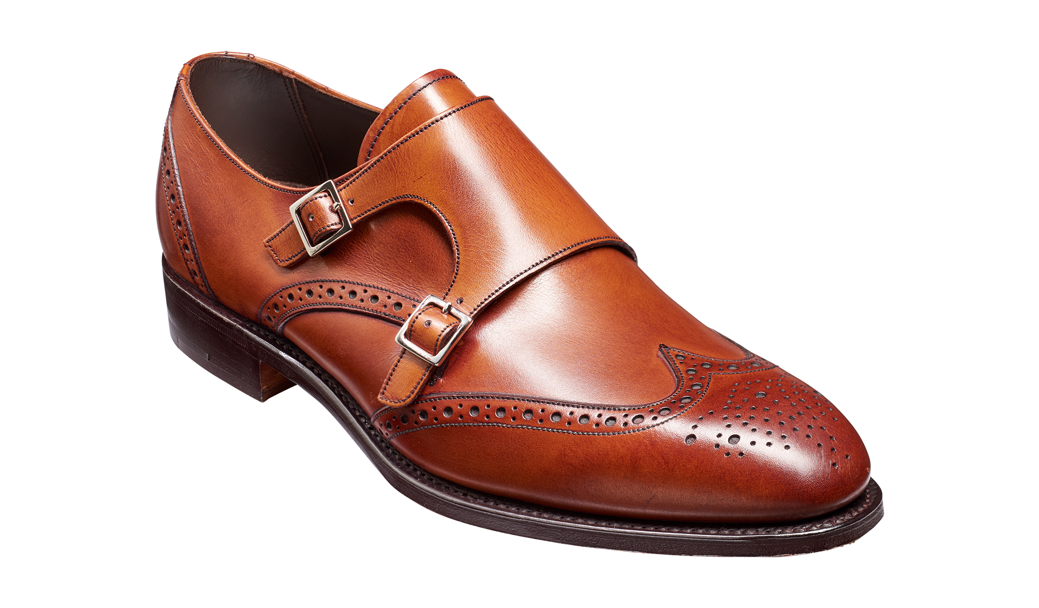 Barker Fleet Double Monk Leather Shoe- Antique Rosewood Calf