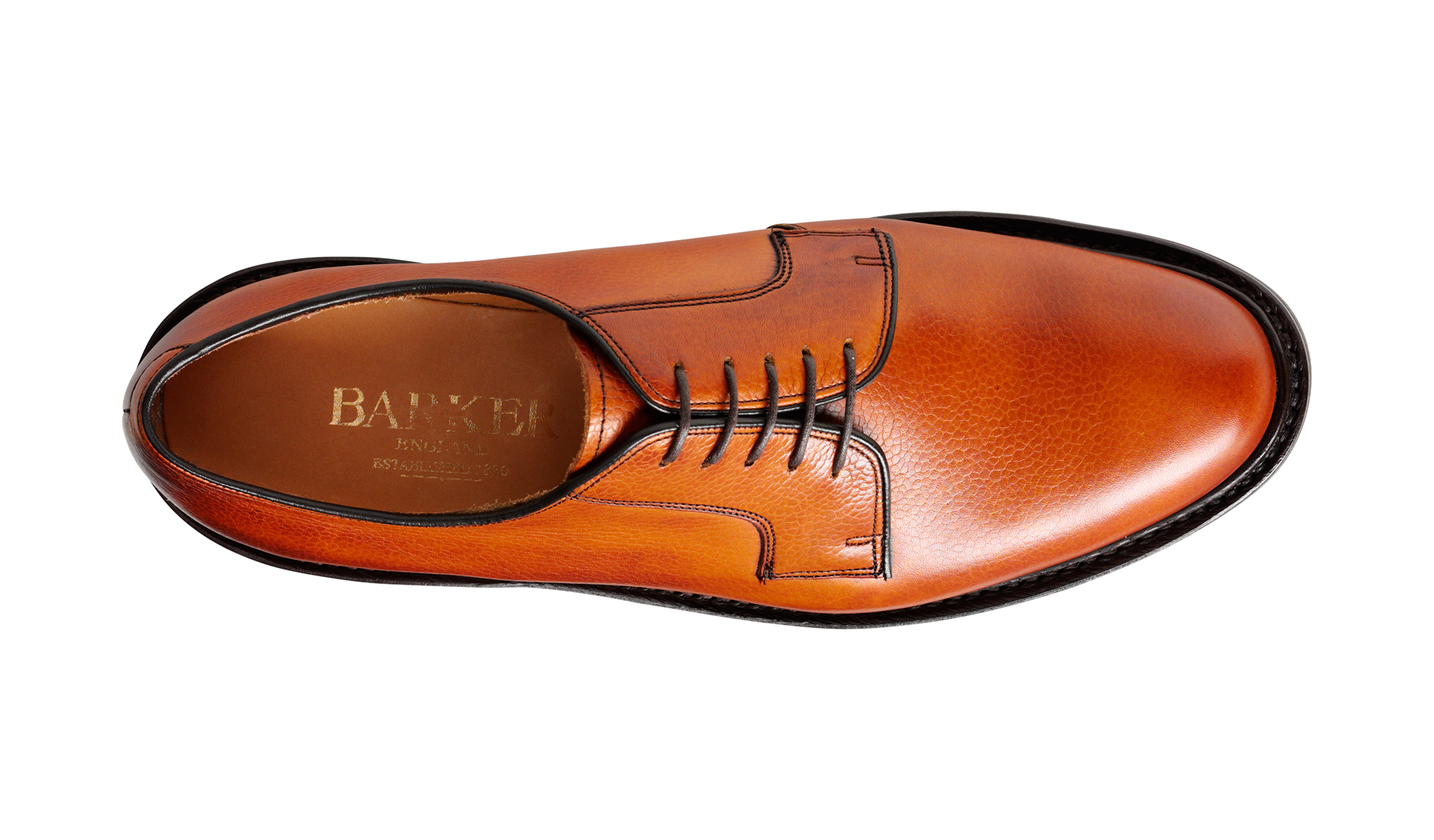 Barker Nairn Derby Grain Leather Shoe-  Cedar Grain