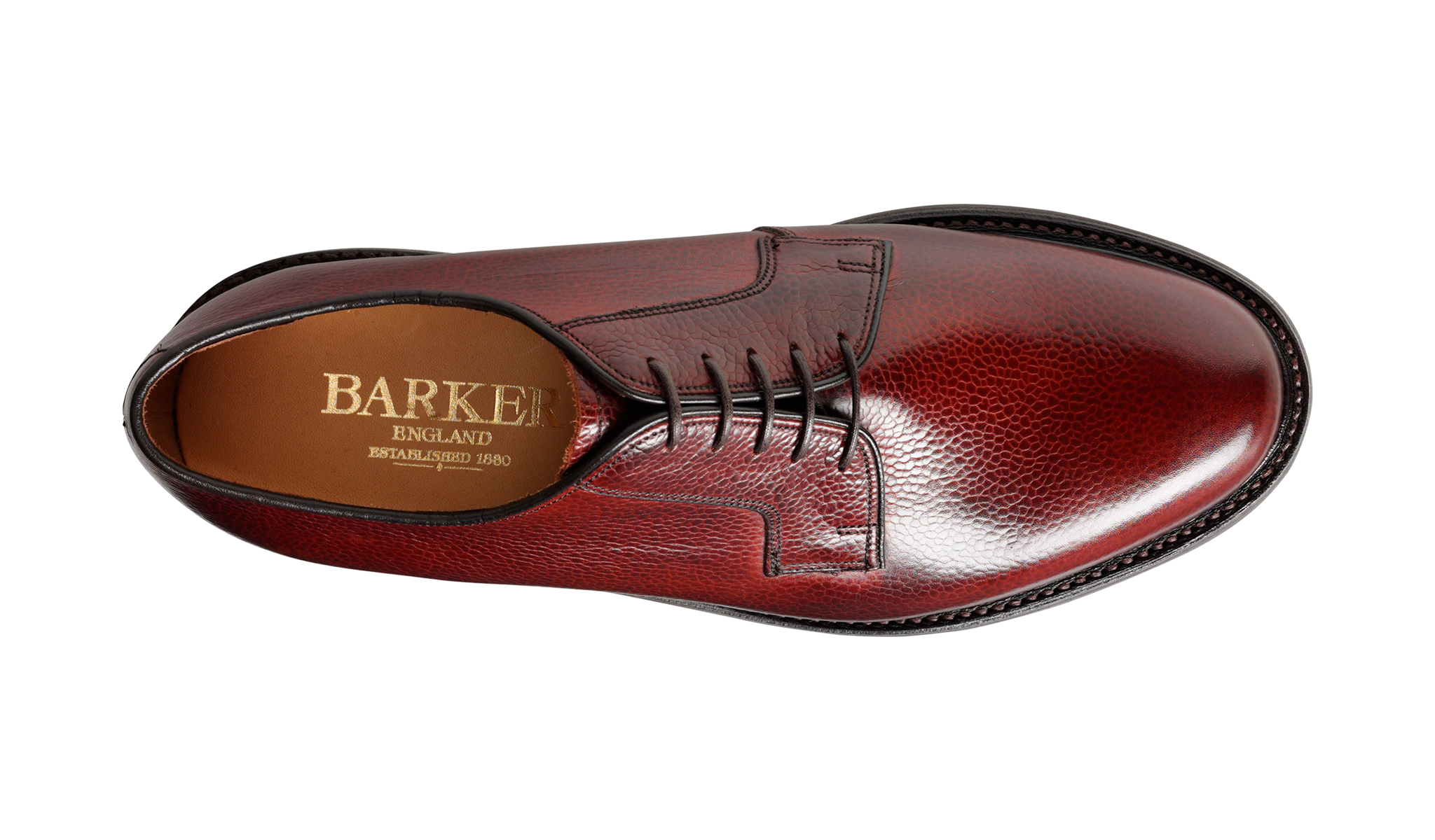 Barker Nairn Derby Grain Leather Shoe-  Cherry Grain