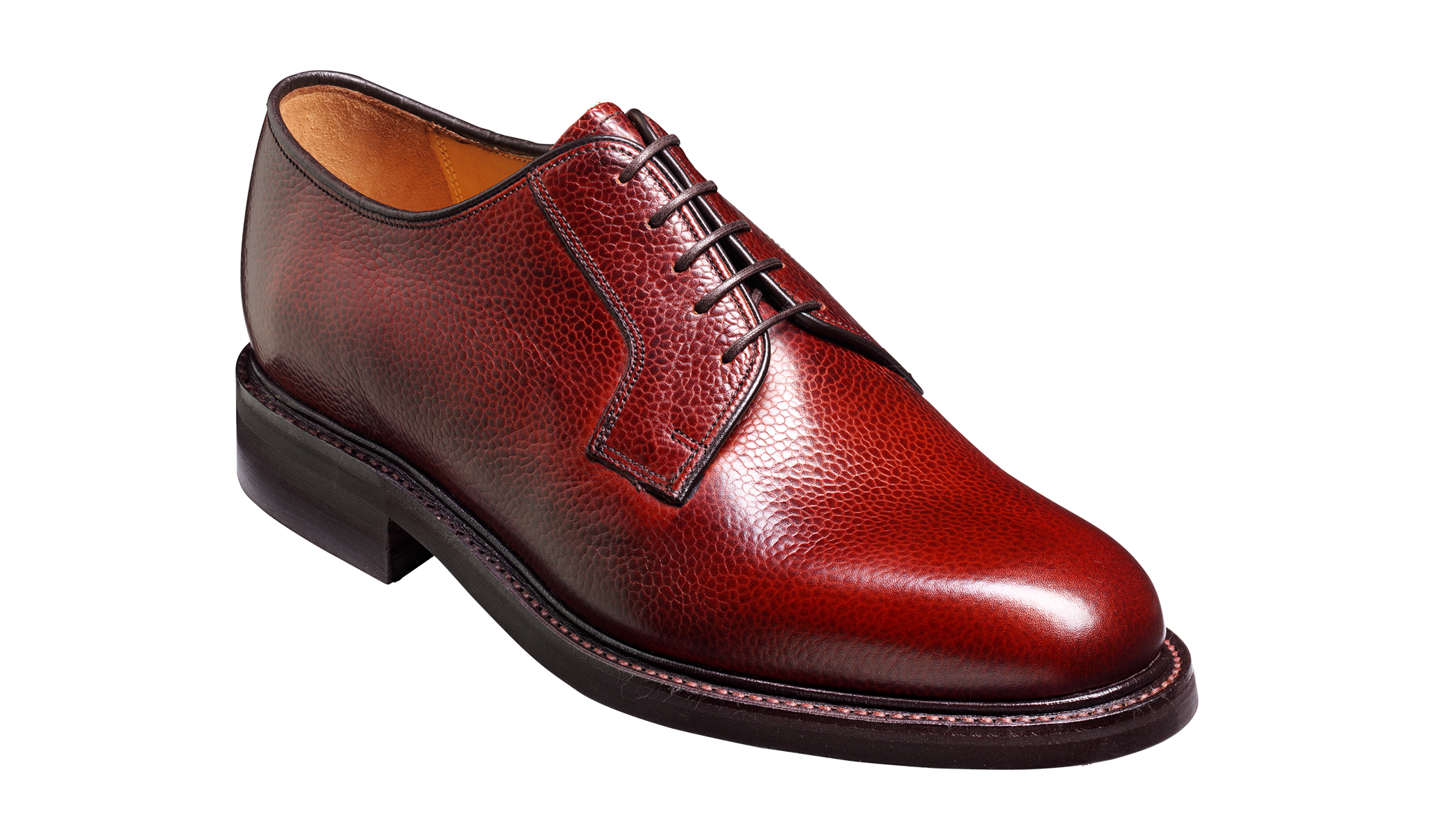 Barker Nairn Derby Grain Leather Shoe-  Cherry Grain