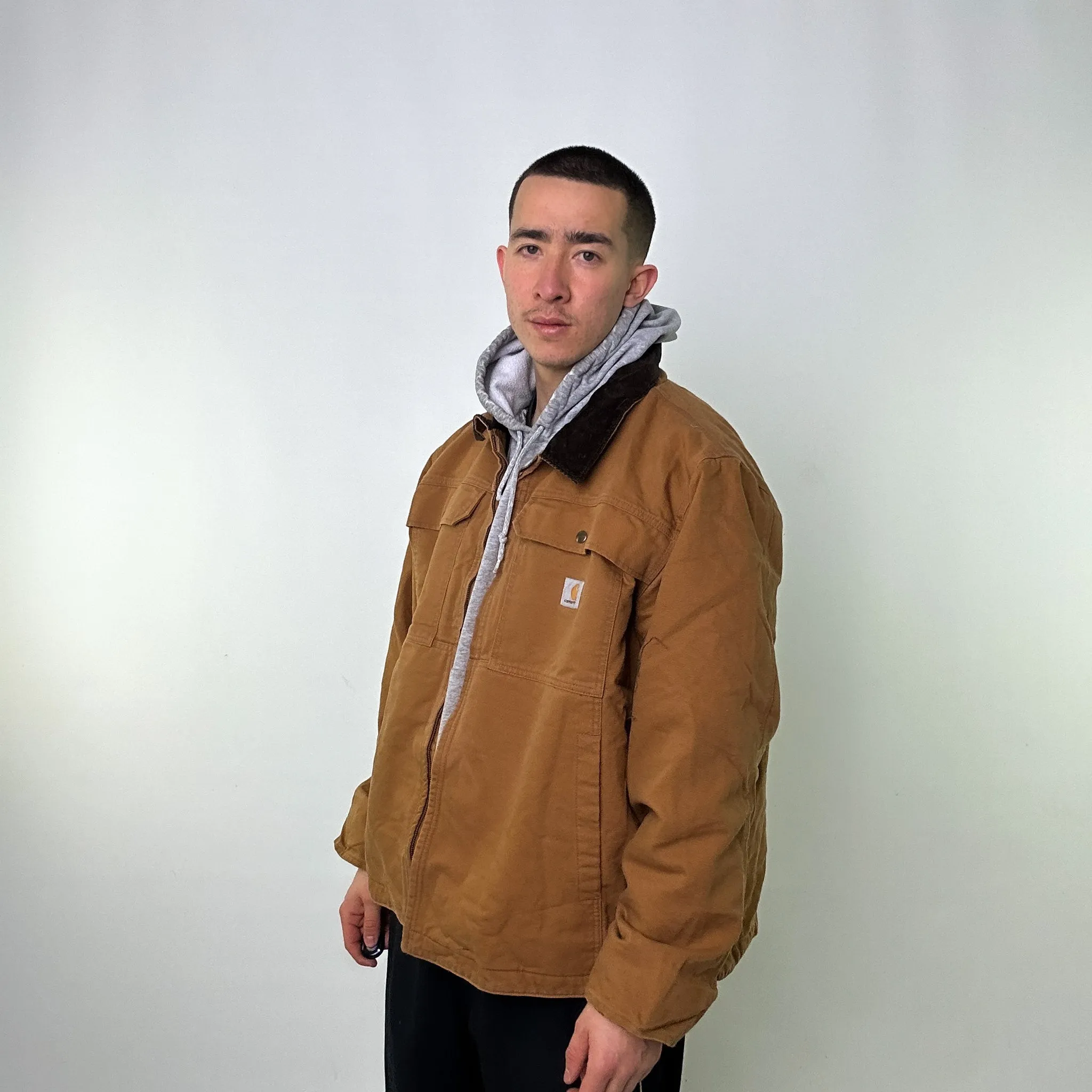 Beige Tan Vintage Carhartt Fleece Lined Arctic Deadstock Workwear Jacket Coat (XL)