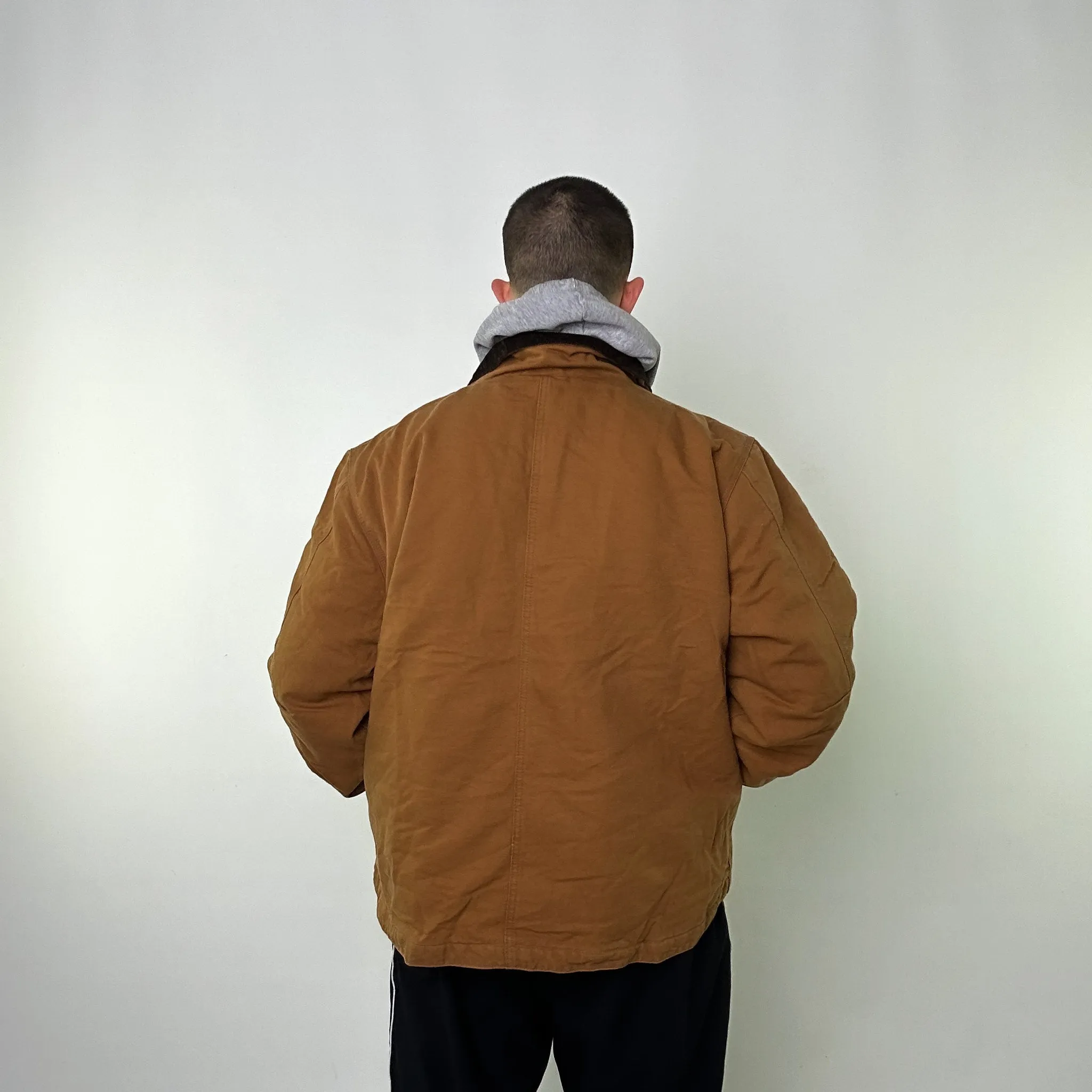 Beige Tan Vintage Carhartt Fleece Lined Arctic Deadstock Workwear Jacket Coat (XL)