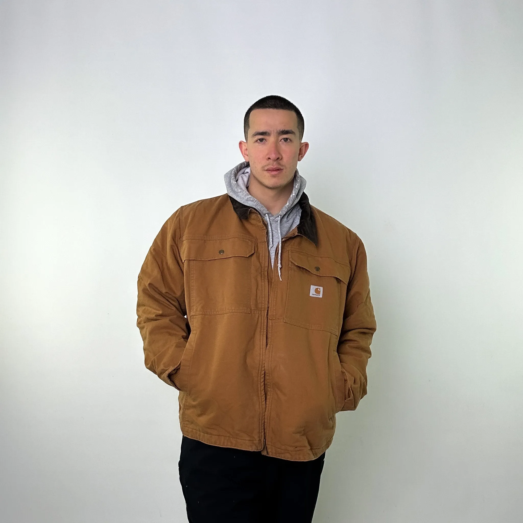 Beige Tan Vintage Carhartt Fleece Lined Arctic Deadstock Workwear Jacket Coat (XL)