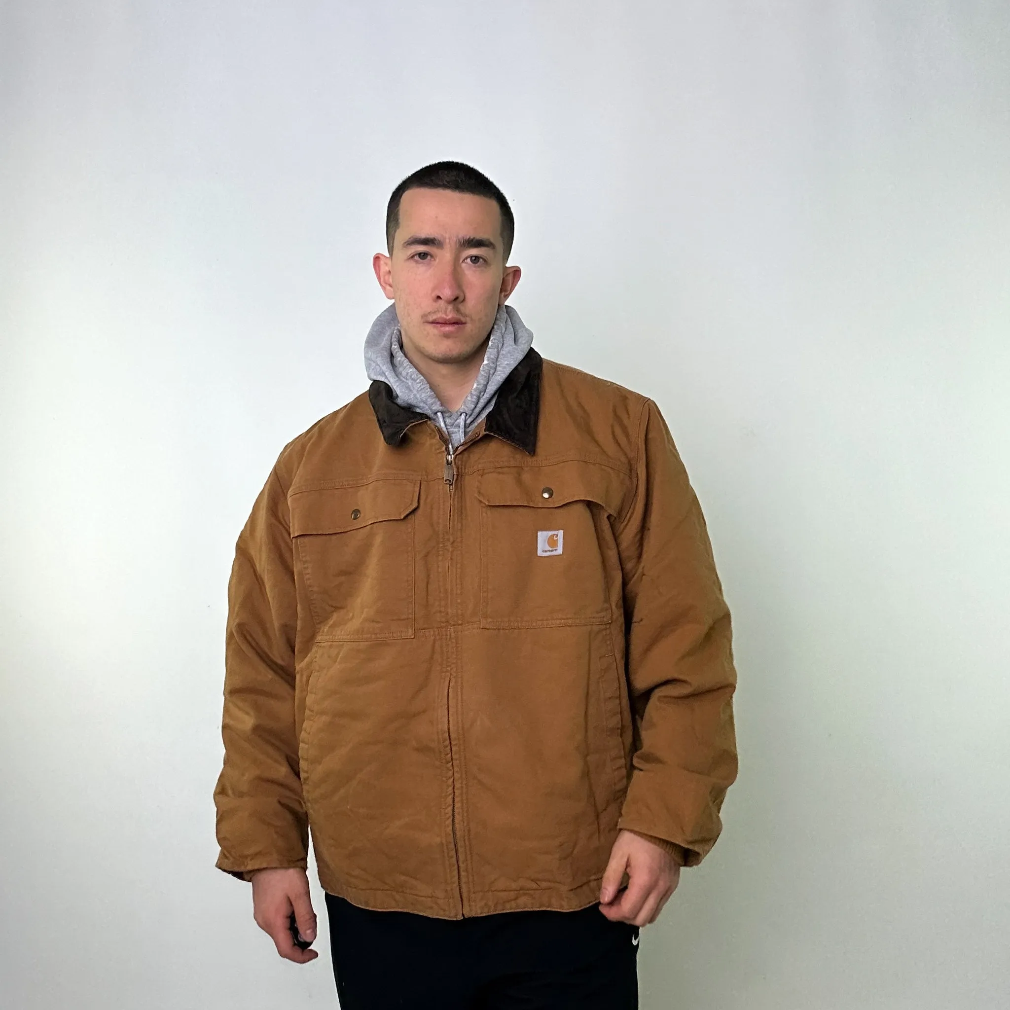 Beige Tan Vintage Carhartt Fleece Lined Arctic Deadstock Workwear Jacket Coat (XL)