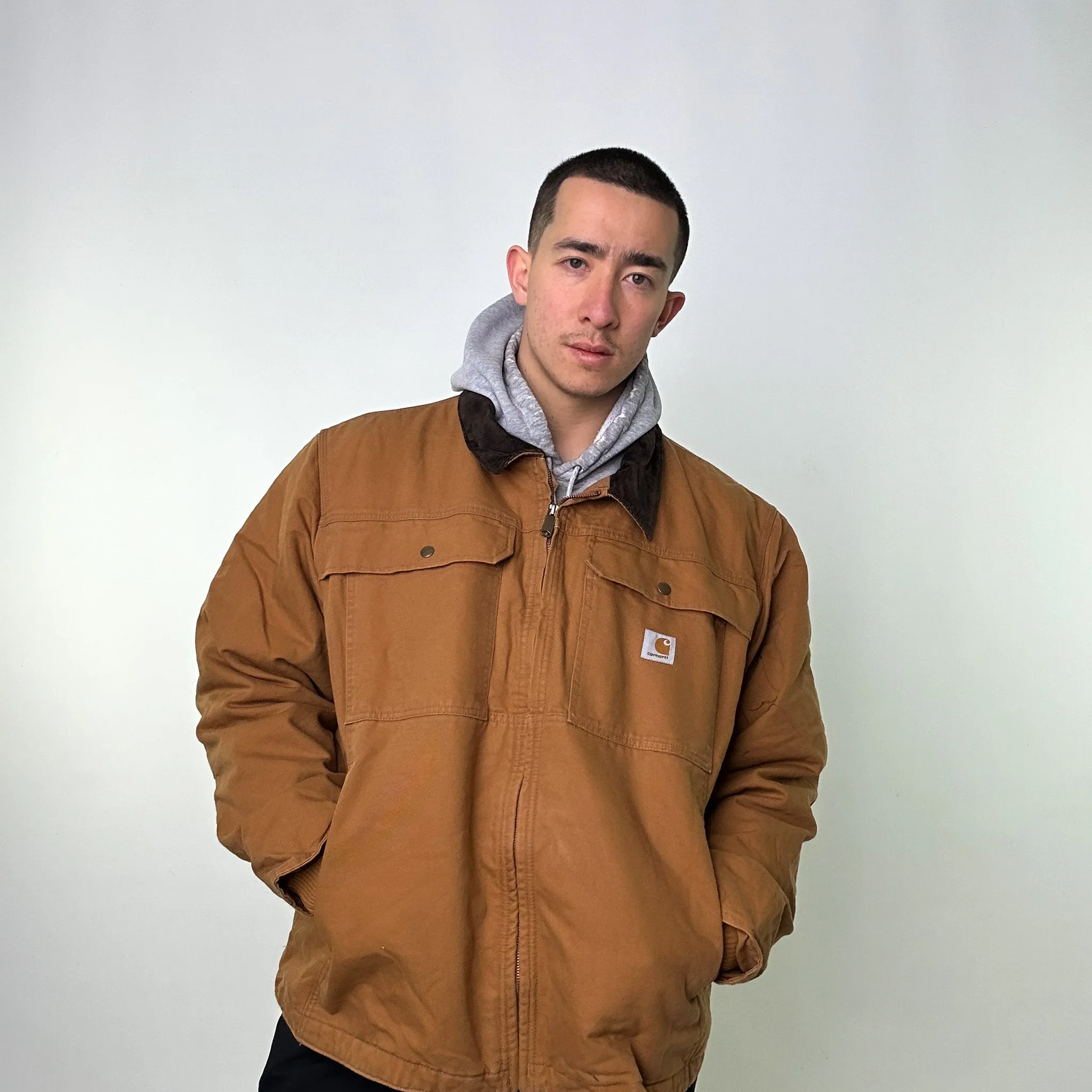 Beige Tan Vintage Carhartt Fleece Lined Arctic Deadstock Workwear Jacket Coat (XL)