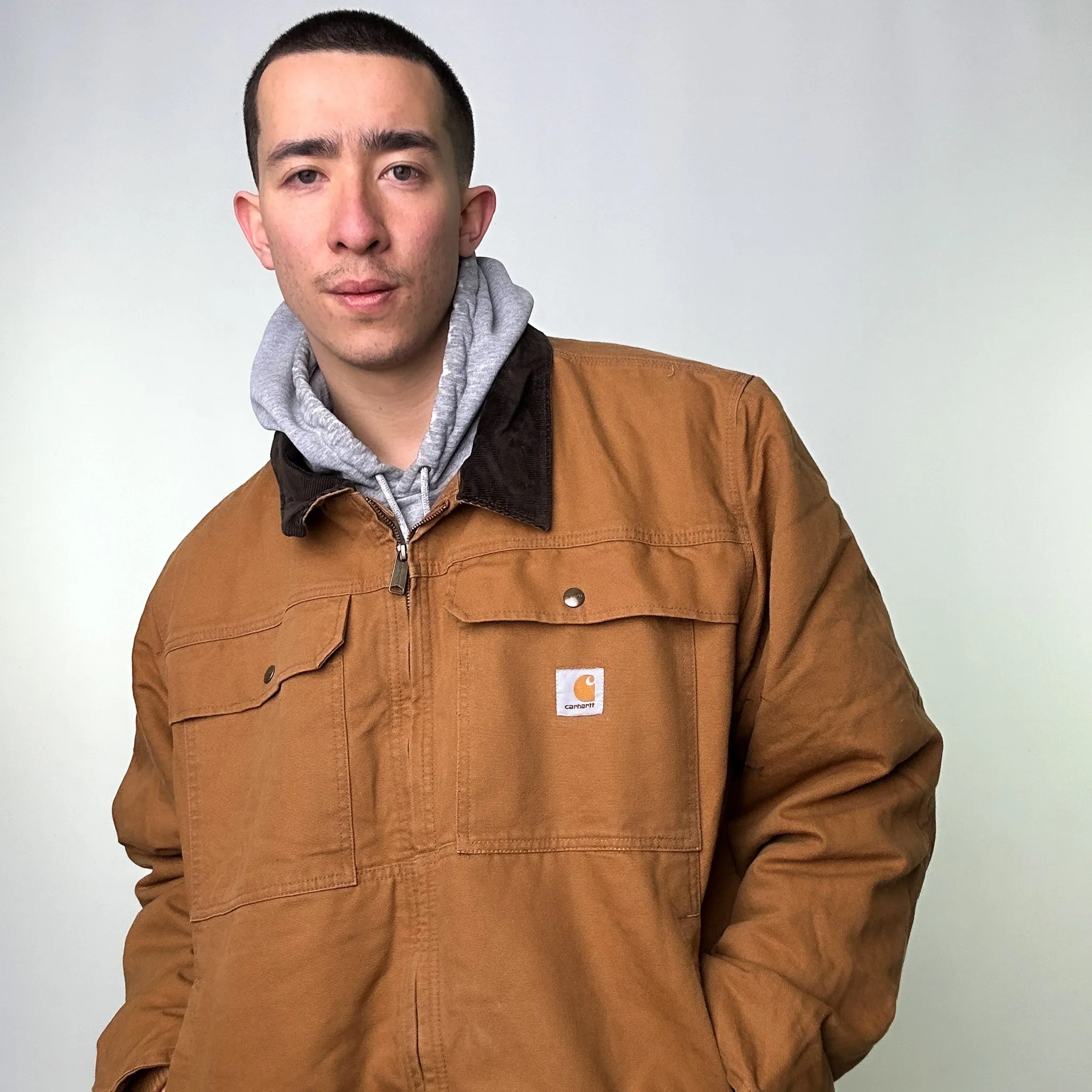 Beige Tan Vintage Carhartt Fleece Lined Arctic Deadstock Workwear Jacket Coat (XL)