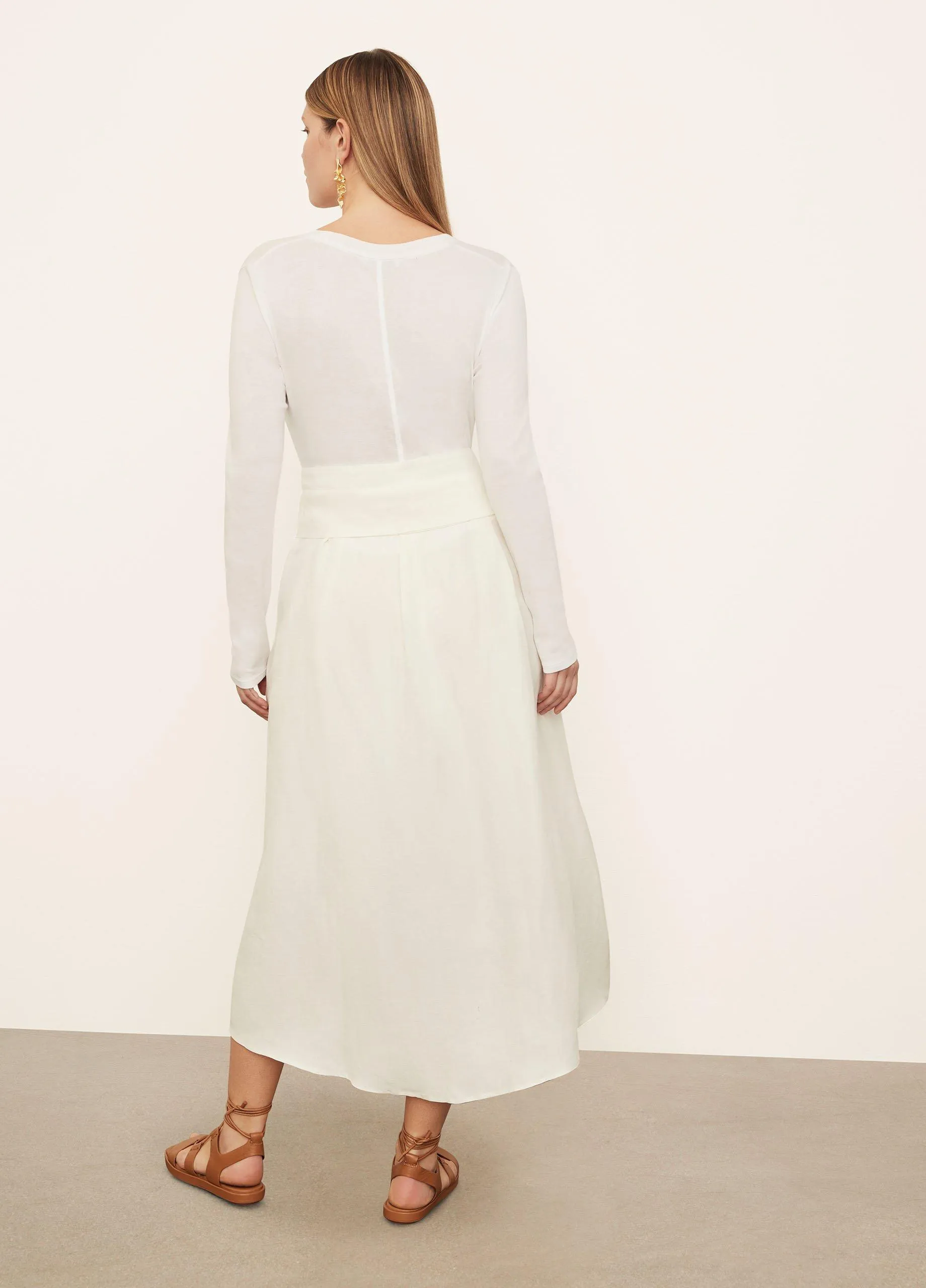 Belted Button-Front Skirt