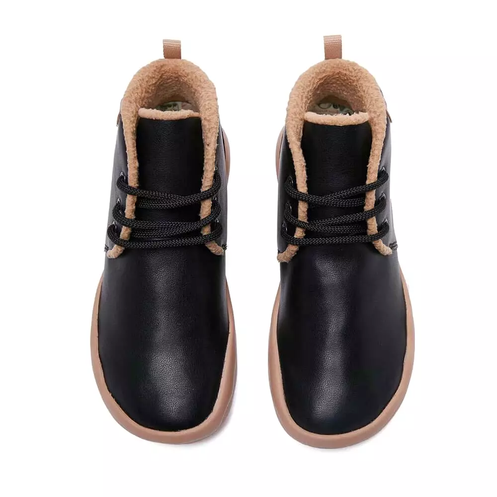 Bilbao Black Split Leather Lace-up Boots Men