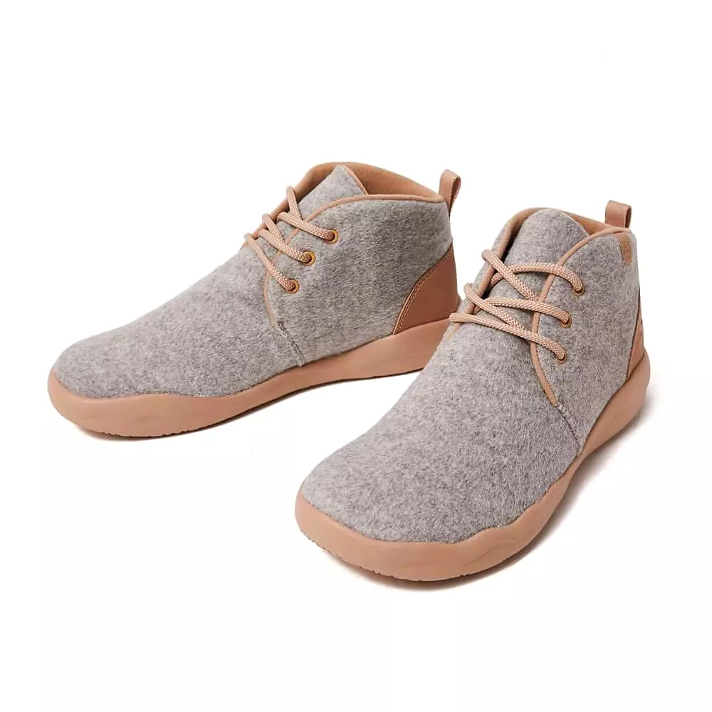 Bilbao Light Grey Wool Lace-up Boots Men