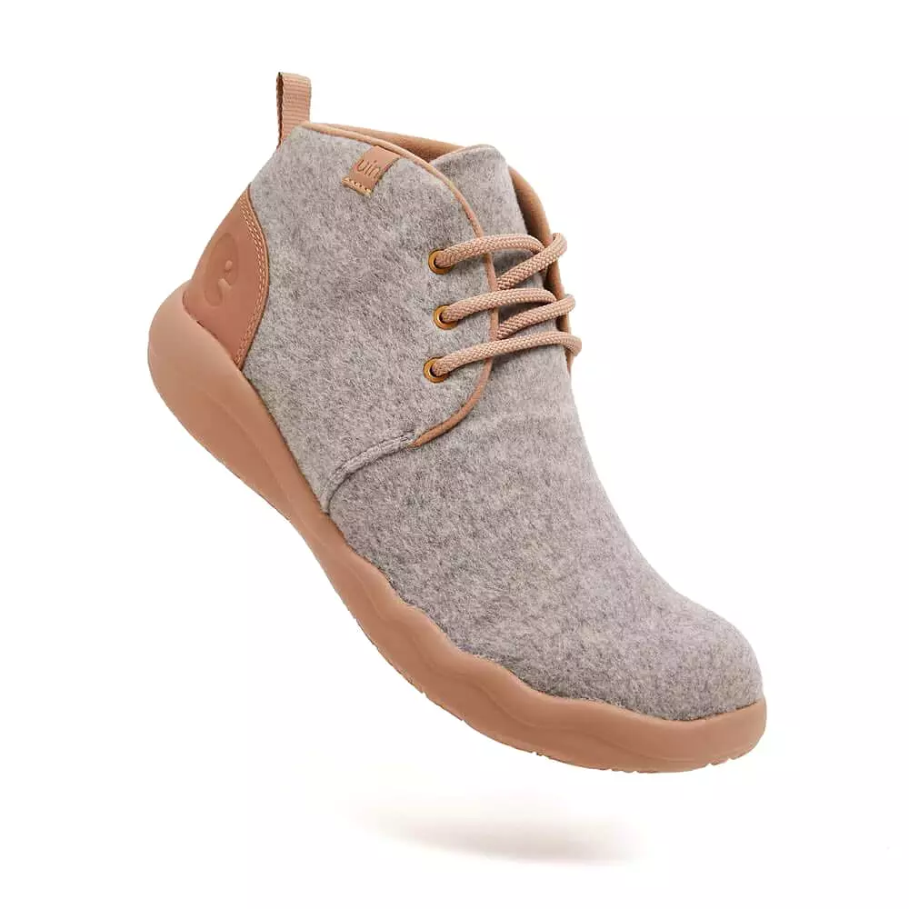 Bilbao Light Grey Wool Lace-up Boots Men