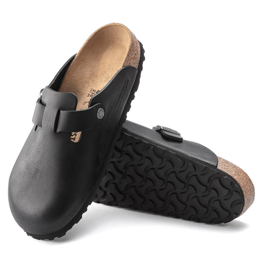 Birkenstock Men's Boston Grip Leather (Vintage Wood Black - Regular Fit)