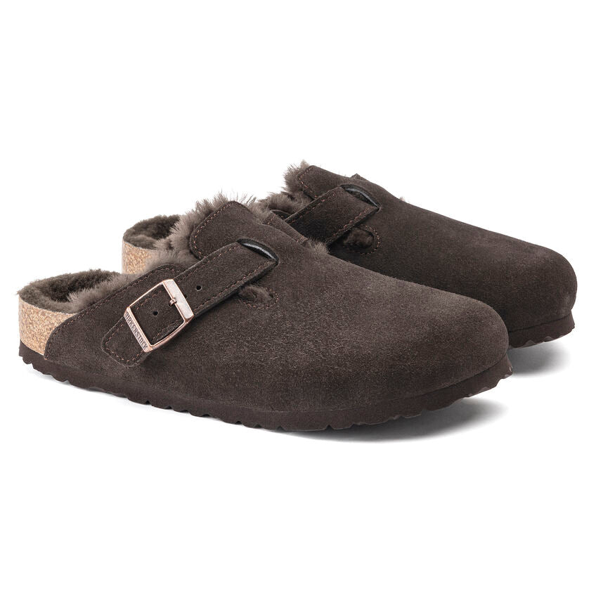 BIRKENSTOCK Women's Boston Shearling Suede Leather (Mocha)