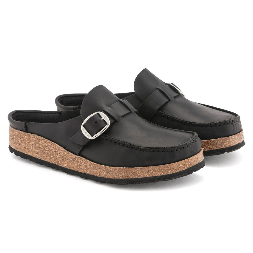 Birkenstock Women's Buckley Oiled Leather (Black - Narrow Fit)