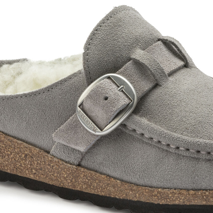 Birkenstock Women's Buckley Shearling Suede Leather (Stone Coin - Narrow Fit)