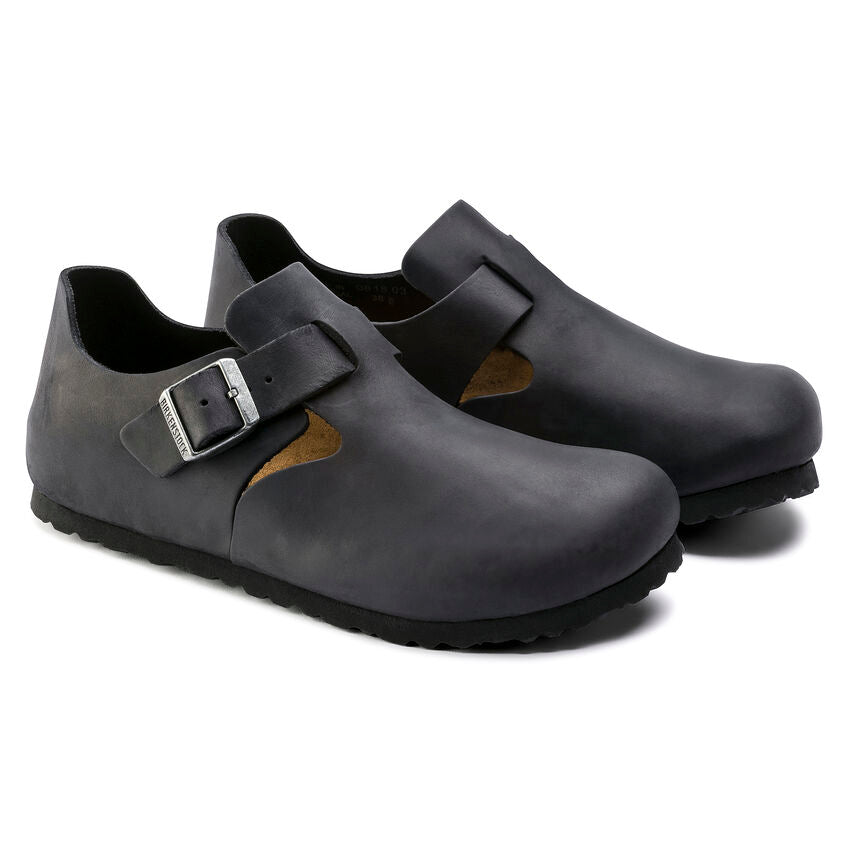 Birkenstock Women's London Oiled Leather (Black - Narrow fit)