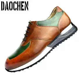 BLACK GENUINE LEATHER FASHION SPORTS SHOES MEN DRESS SHOES