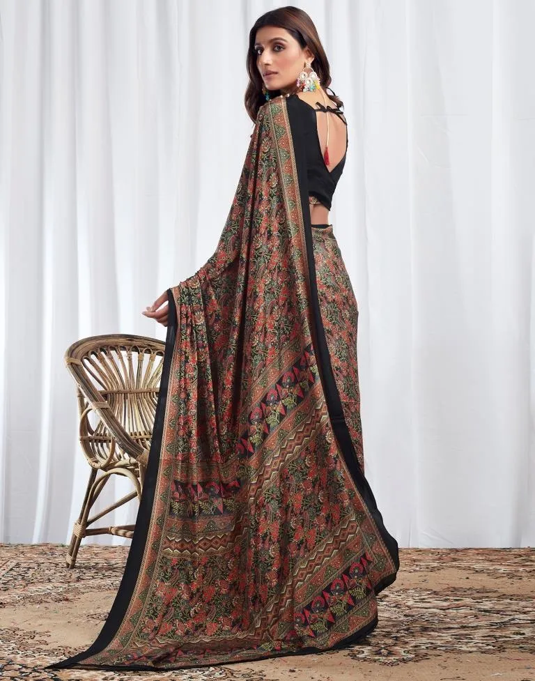 Black Silk Printed Sarees