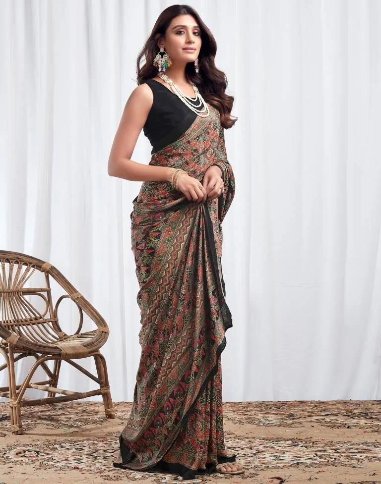 Black Silk Printed Sarees