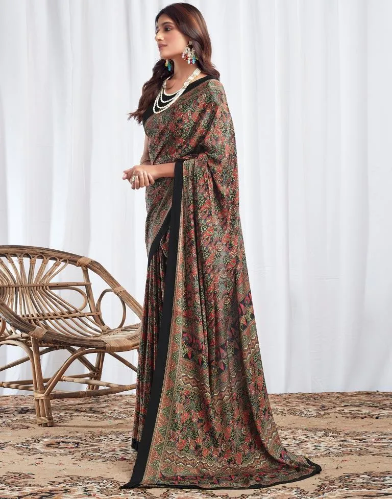 Black Silk Printed Sarees