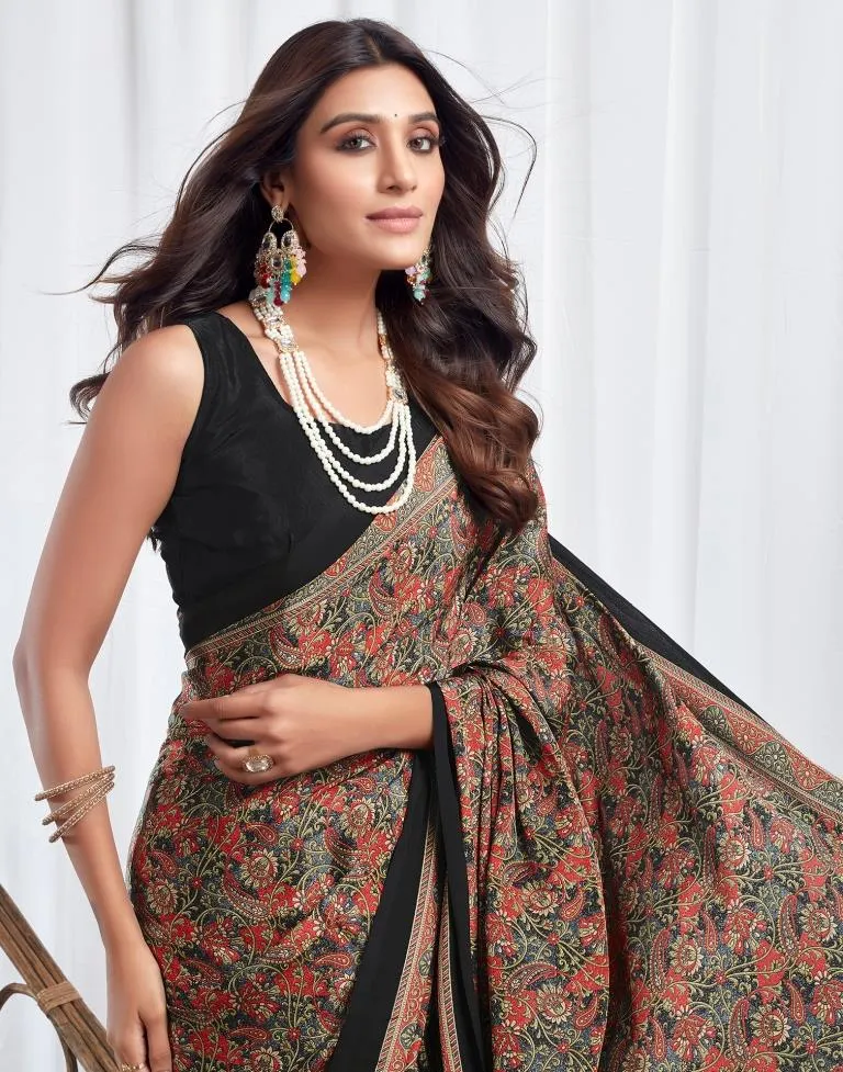 Black Silk Printed Sarees