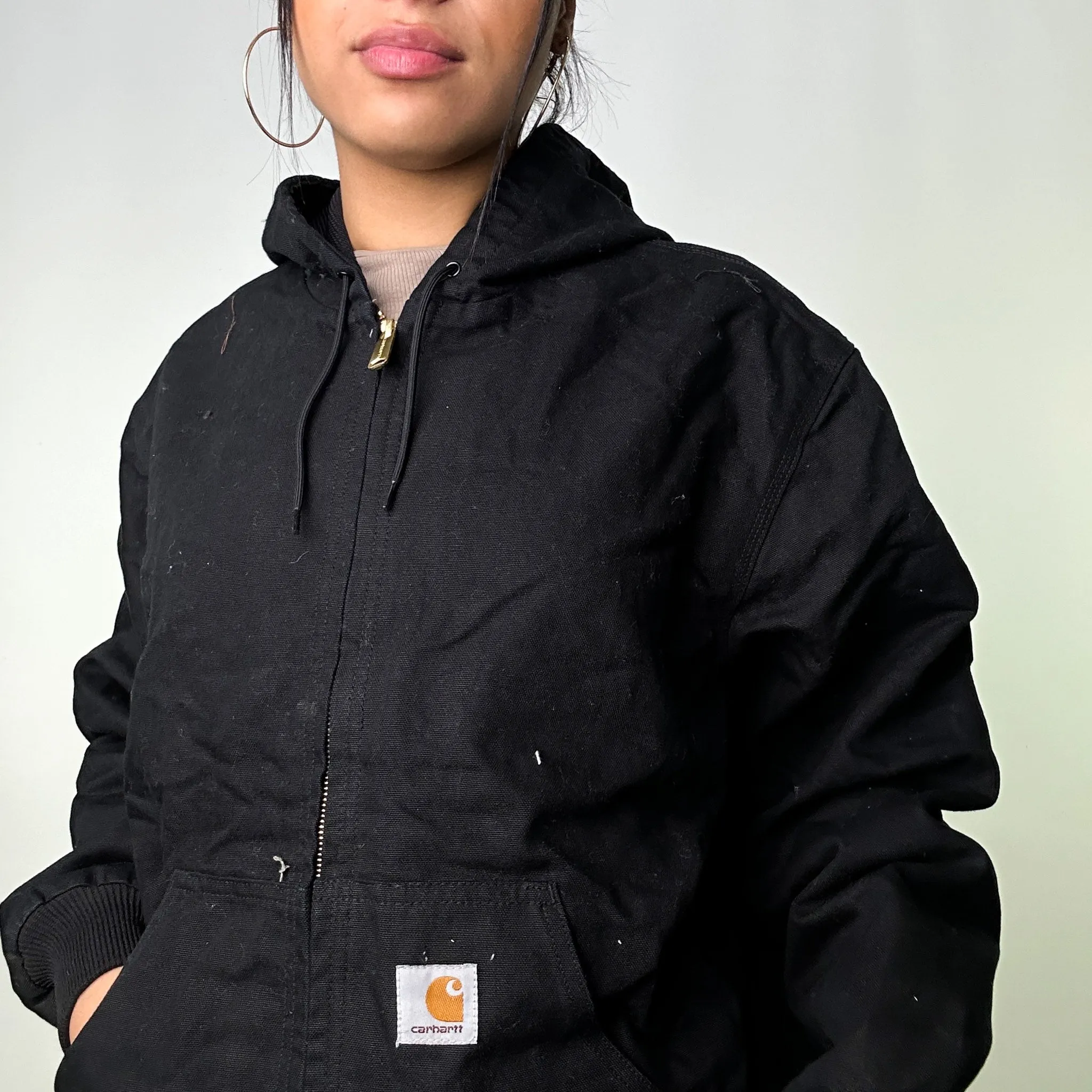 Black Vintage Carhartt Active Deadstock Workwear Jacket Coat (M)