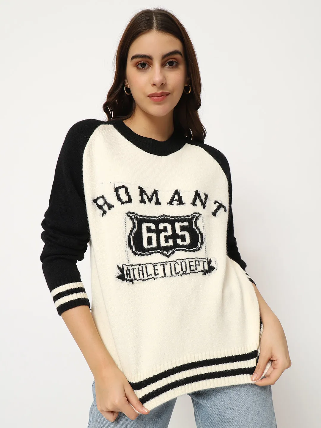 BLACK WOMEN PRINTED SWEATER