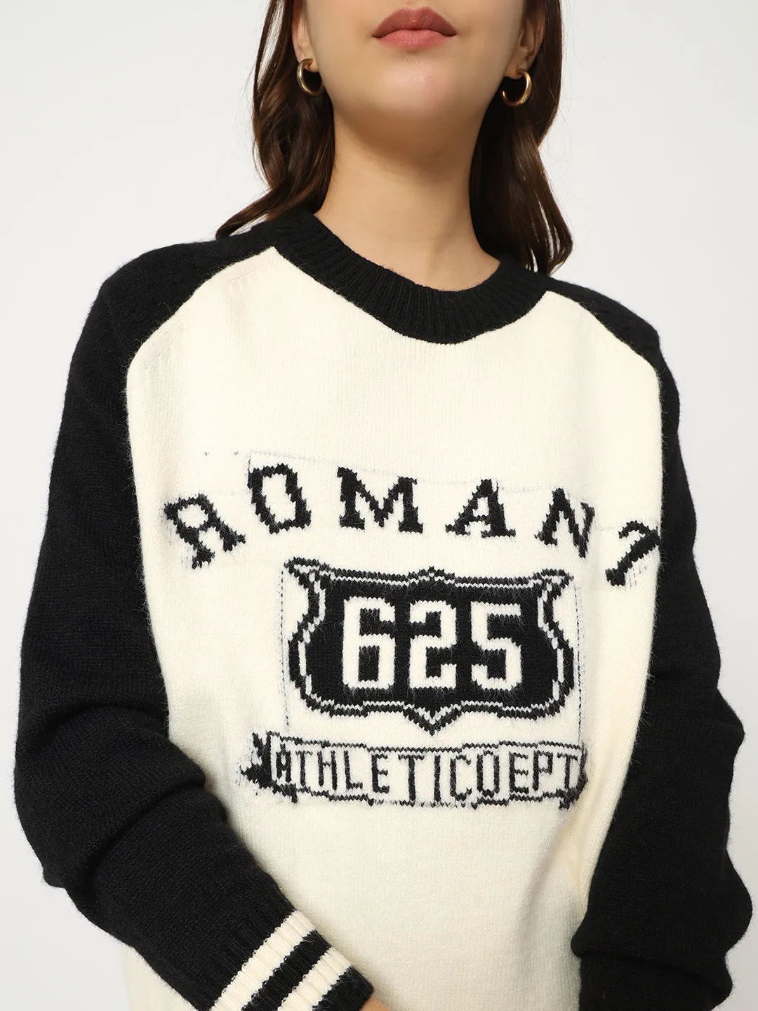 BLACK WOMEN PRINTED SWEATER