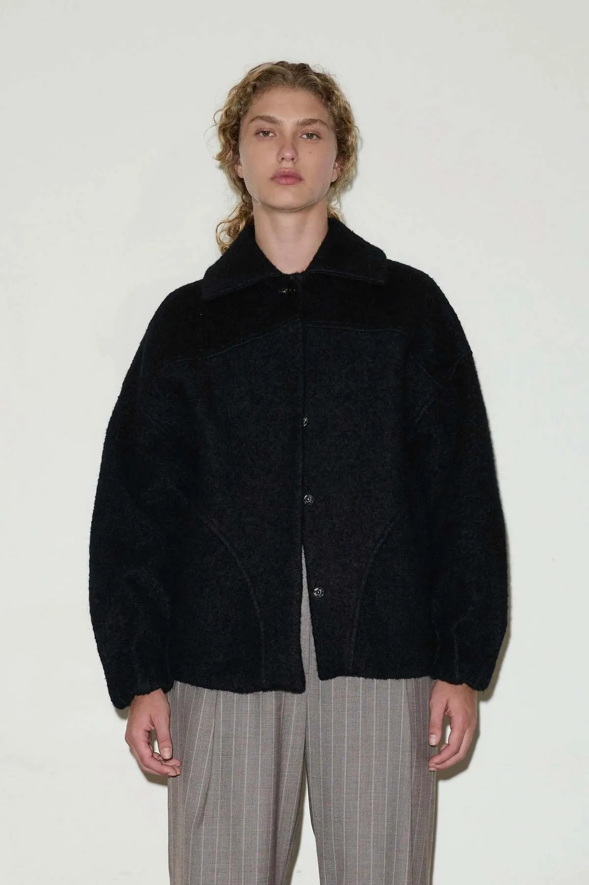 Boiled Wool Coat - Black