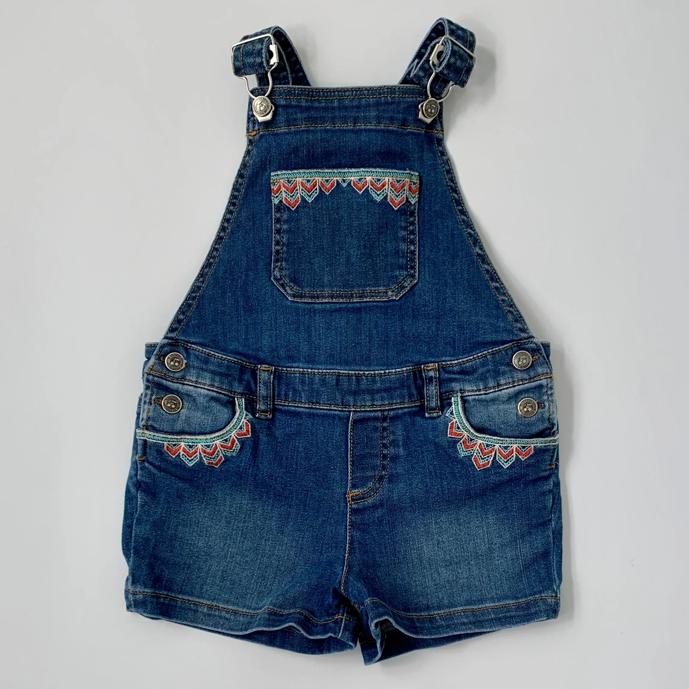 Bonpoint Blue Denim Shorts Overalls: 4 Years