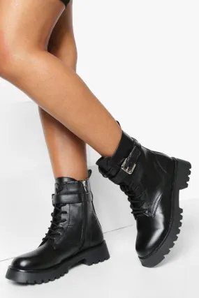 Buckle Detail Combat Boots