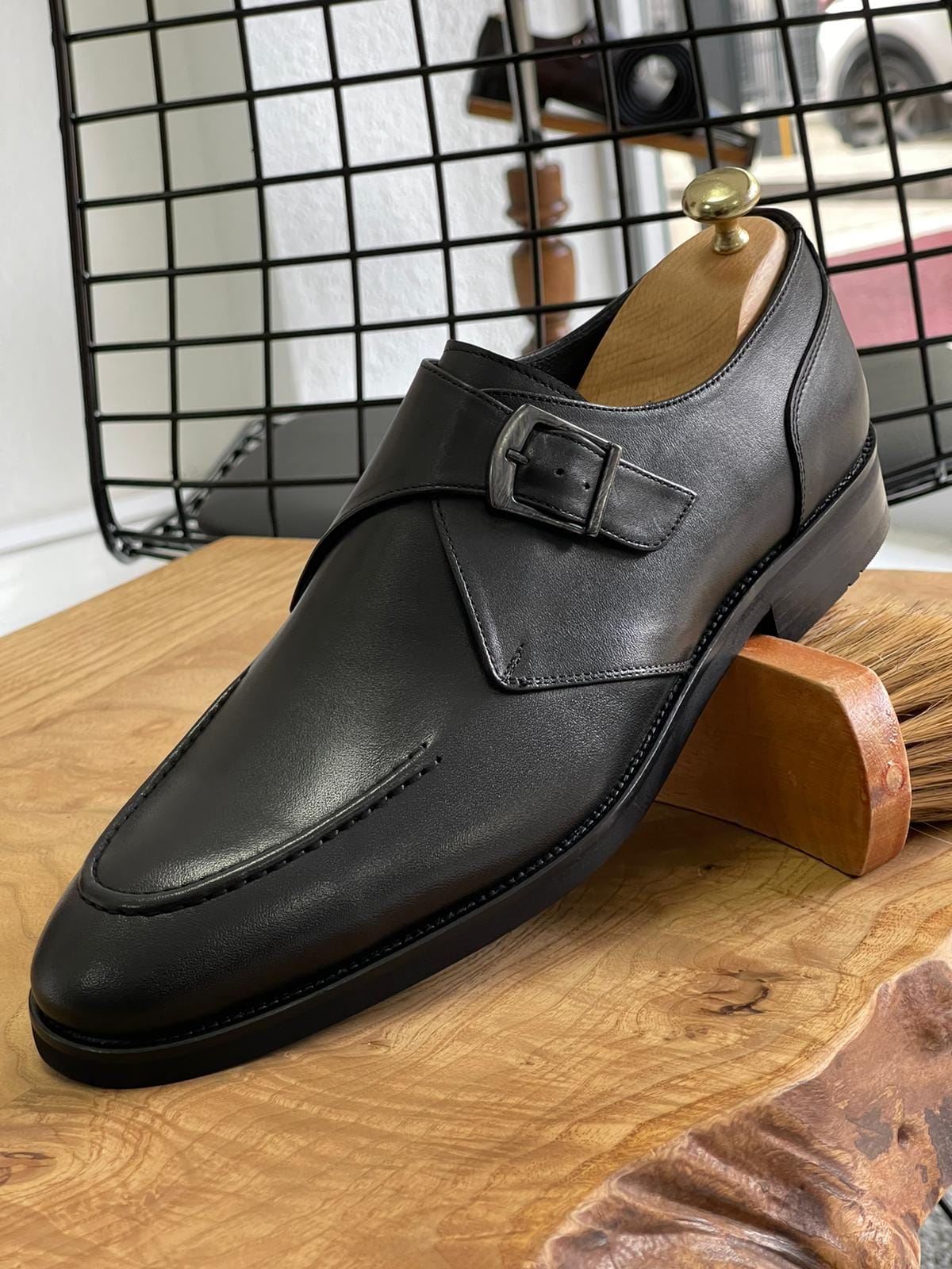 Buckle Leather Classic Black Shoes