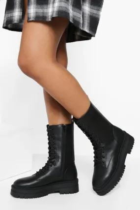 Calf Height Combat Boots