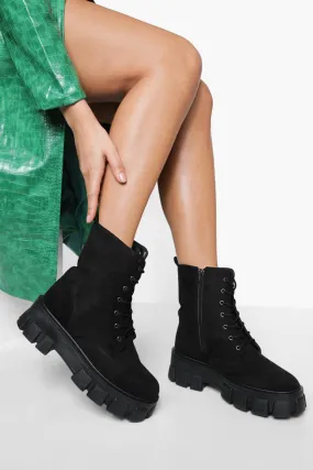 Calf High Lace Up Combat Boots