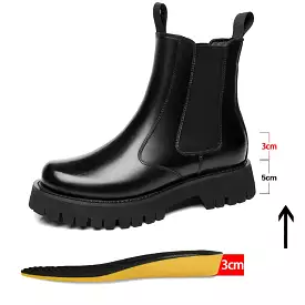 Chelsea Man Boot Elevator Winter Men Leather Shoe Height Increased High Top Male Platform Boots Spring Autumn