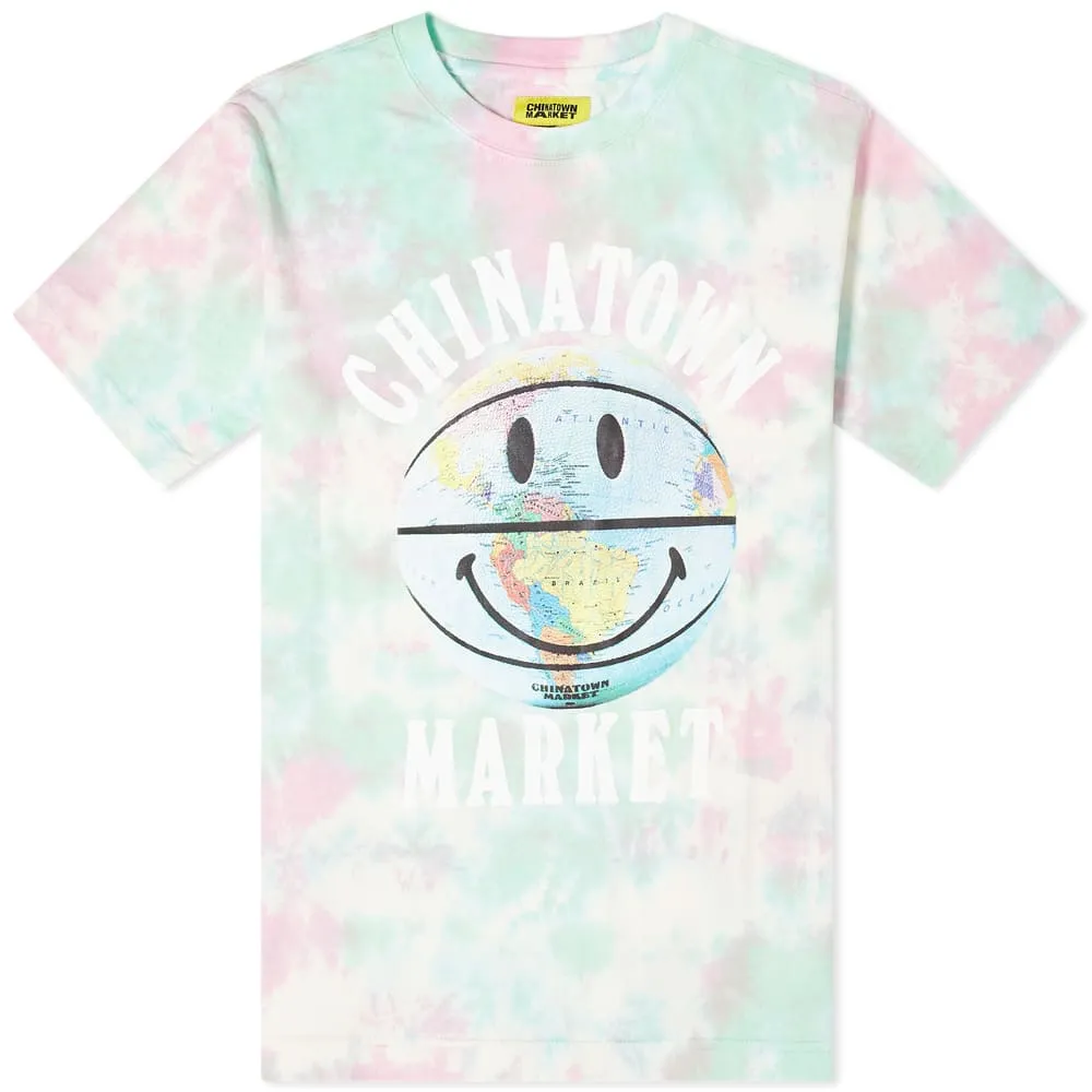 Chinatown Market Smiley Globe Ball T-ShirtTie Dye