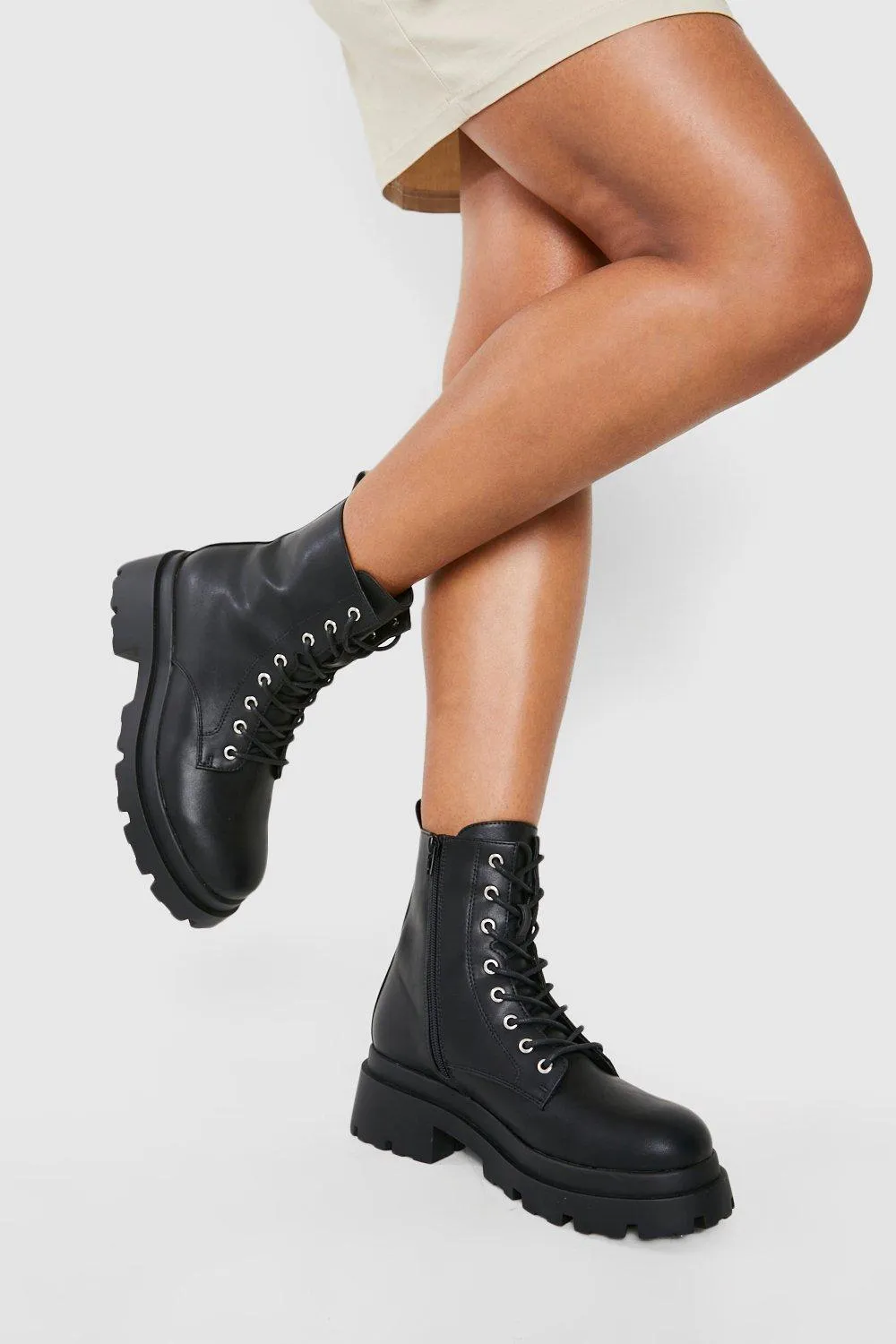 Chunky Heel Combat Boots