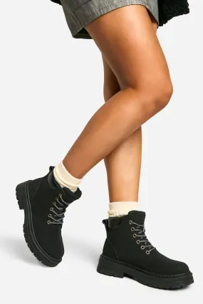 Chunky Padded Lace Up Combat Boots